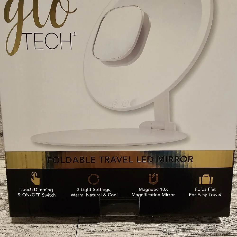 White Foldable Travel LED Vanity Mirror